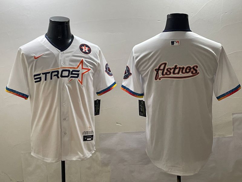 Men Houston Astros Blank White Fourth generation Joint Name 2025 Nike MLB Jersey style 15->houston astros->MLB Jersey
